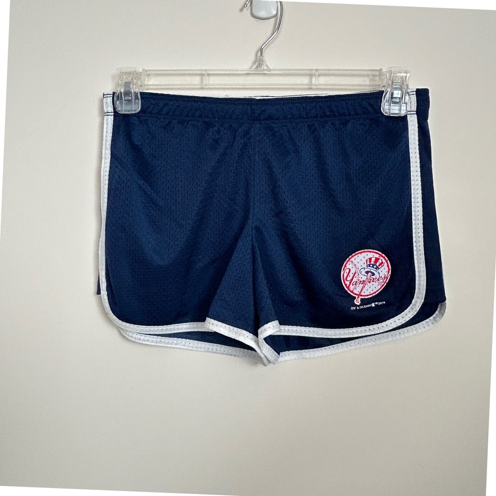 Justice Girls NY Yankees Athletic Shorts Size 18 NWT Blue Mesh Dolphin MLB